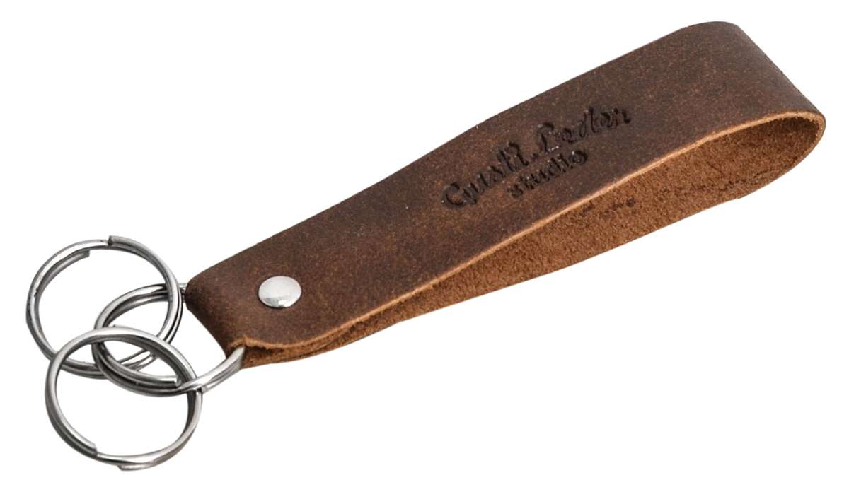 Leder-Schlüsselanhänger in hellbraun